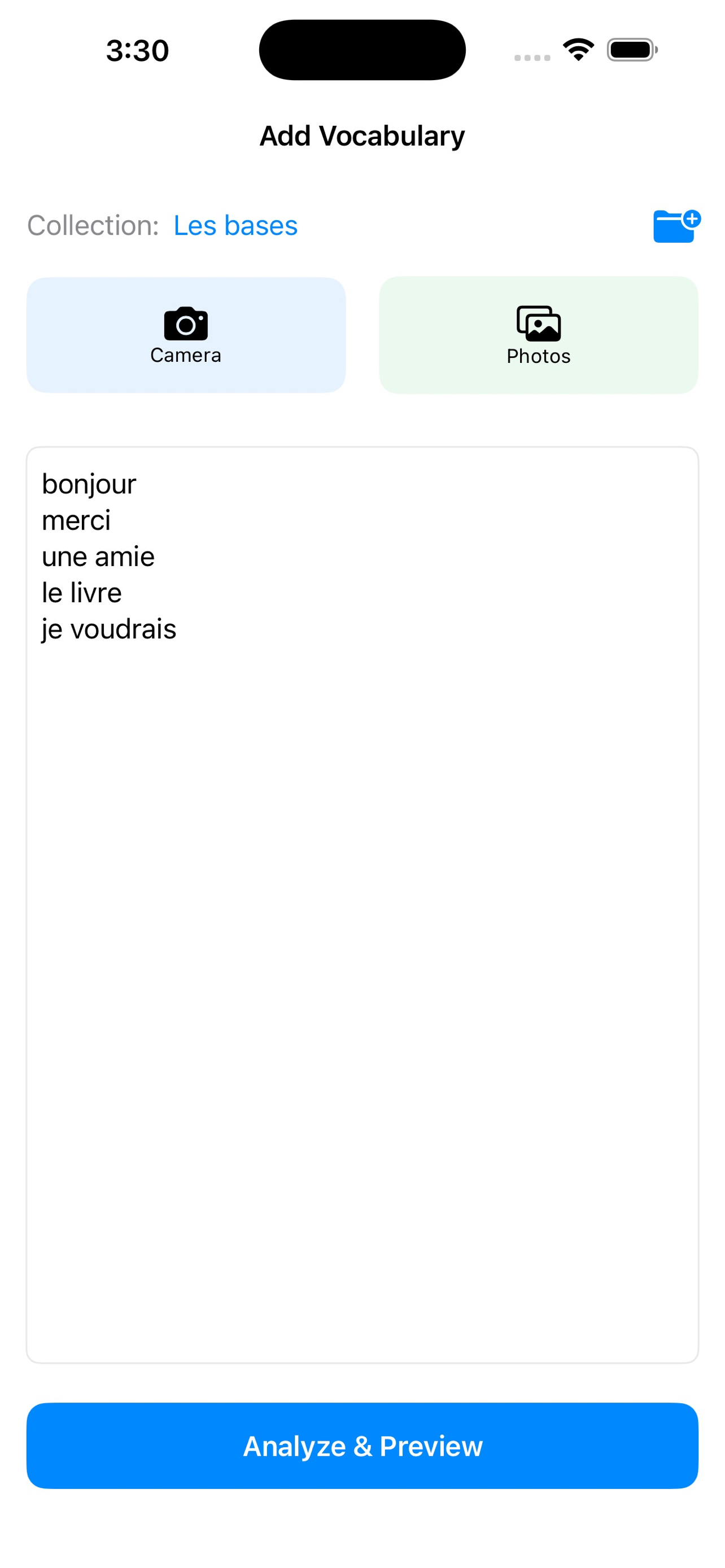 FlashVoca import vocabulary screenshot